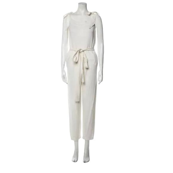 Love Shack Fancy Nala Wool and Cashmere Off White Belted Jumpsuit Size Medium - Picture 1 of 7